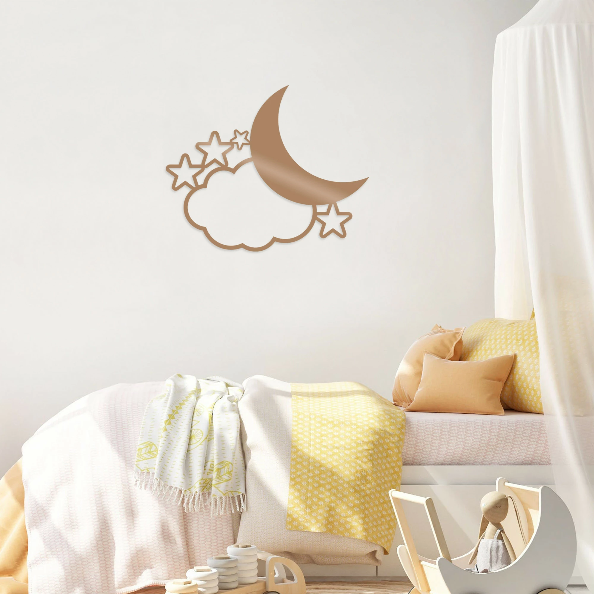 Aksesor dekorativ metalik për mur, Wallity, Night 2, ngjyrë bakri