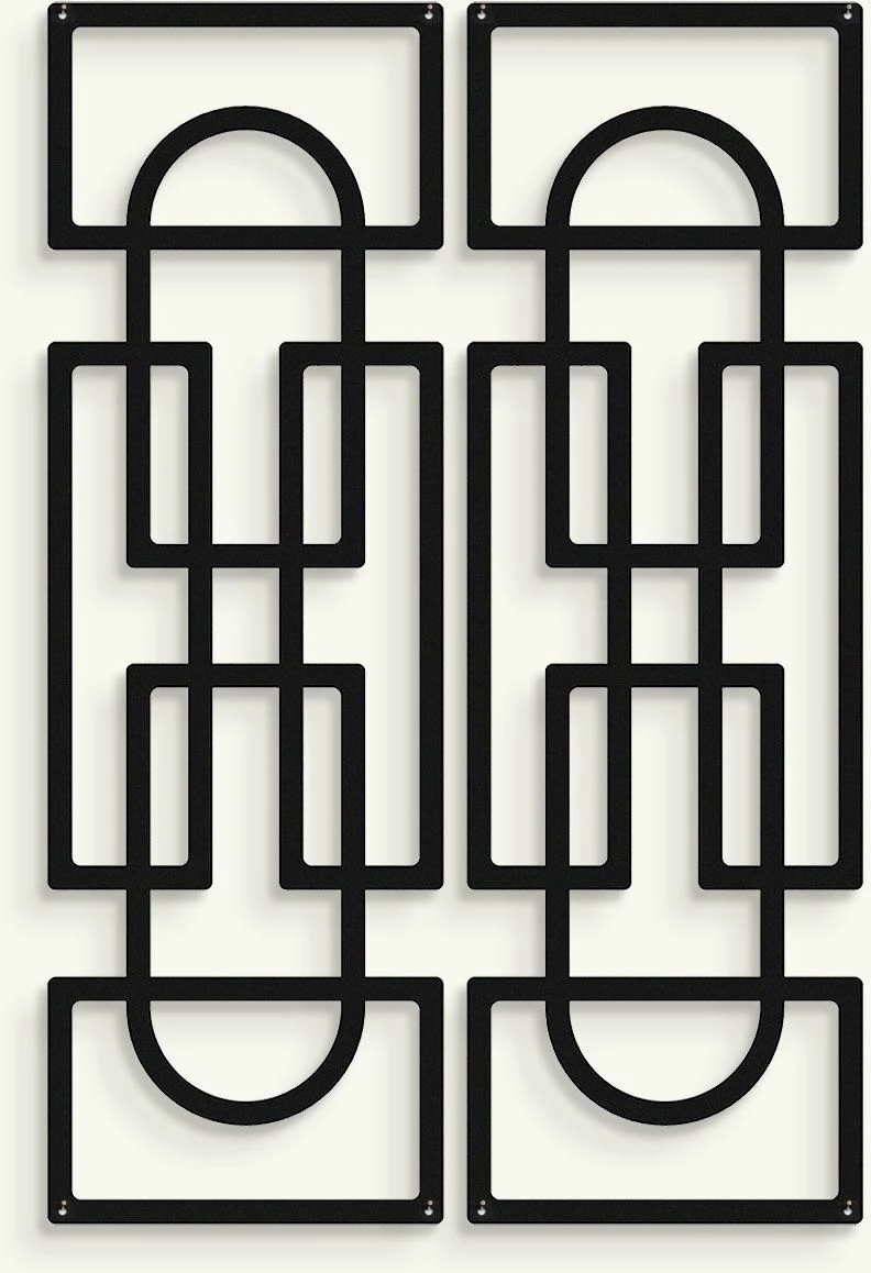 Set dekorativ metalik për mur, 2 copë, ngjyrë e zezë, Echo Forms, Wallity, APT837
