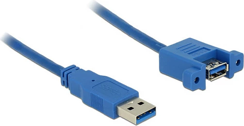Kabllo zgjatëse USB-A DeLOCK 1m, USB 3.2 Gen 1 (5Gbps), mashkull në femër, panel-mount, blu