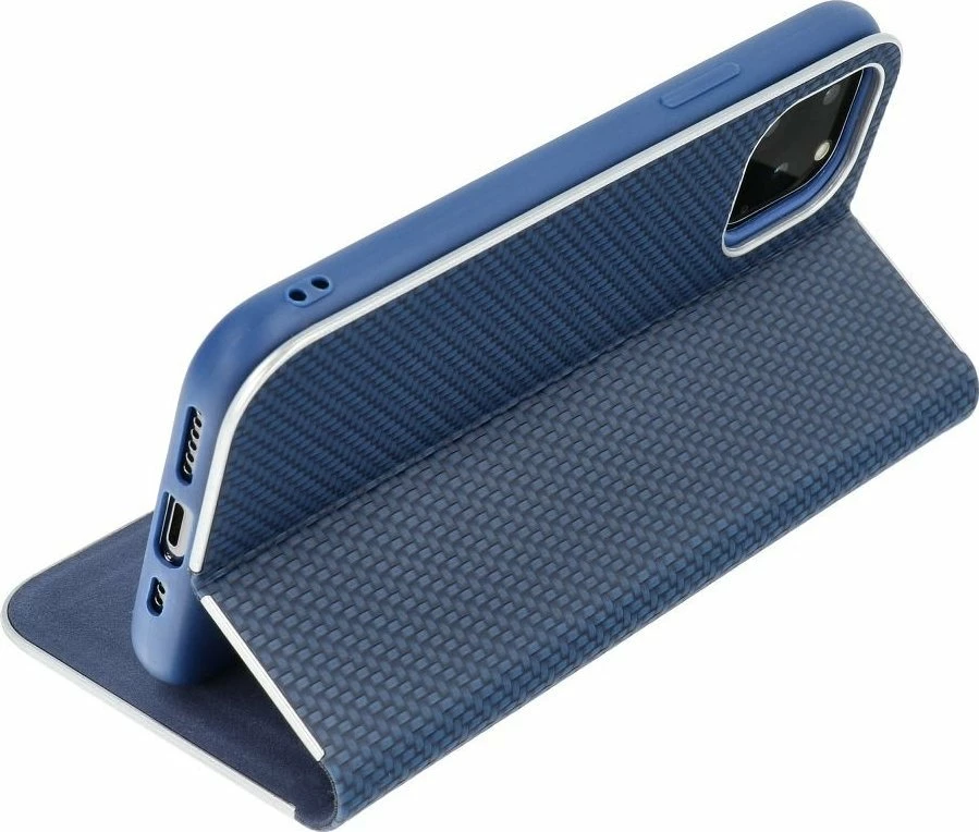 Mbështjellës OEM LUNA Book Carbon për Samsung S21 FE, me kapak, Blu
