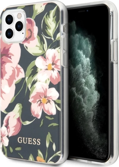 Mbështjellës Guess GUHCN65IMLFL03 për iPhone 11 Pro Max, Flower Collection, granat/navy