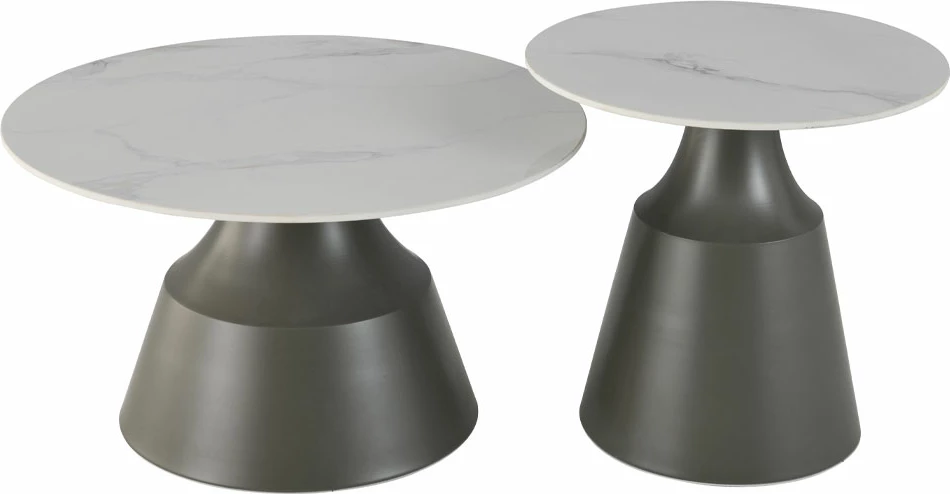 Set tavolina kafeje KAIA, 2 copë, e bardhë/zezë, 70x70x40