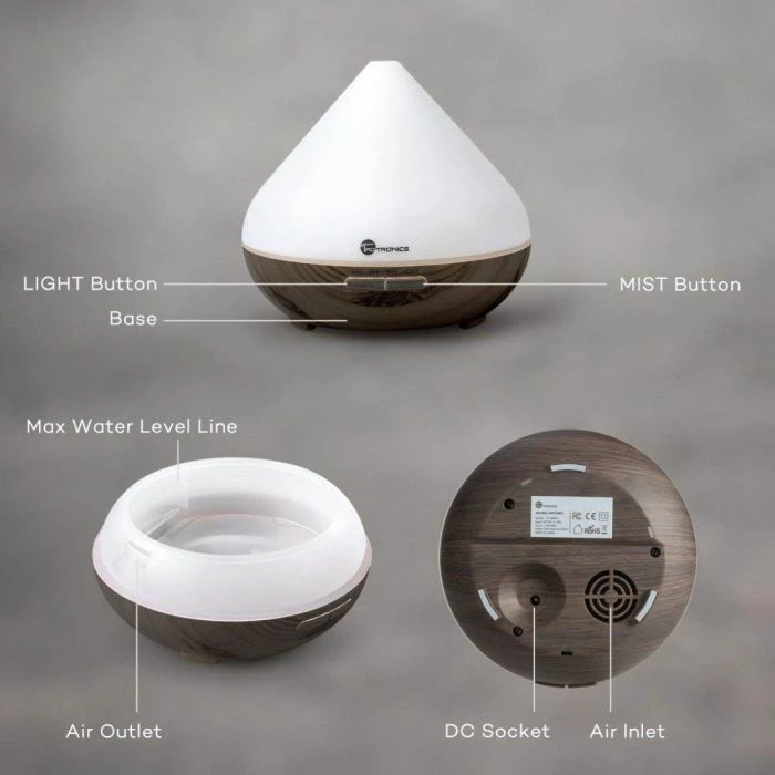 Diffuzer vajrash esencial ultrasonik TaoTronics TT-AD002 300ml 13W, kafe