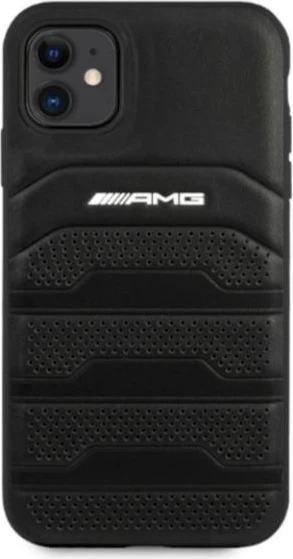 Mbështjellës Mercedes AMG Debossed Lines për iPhone 11 6.1", lëkurë, zi