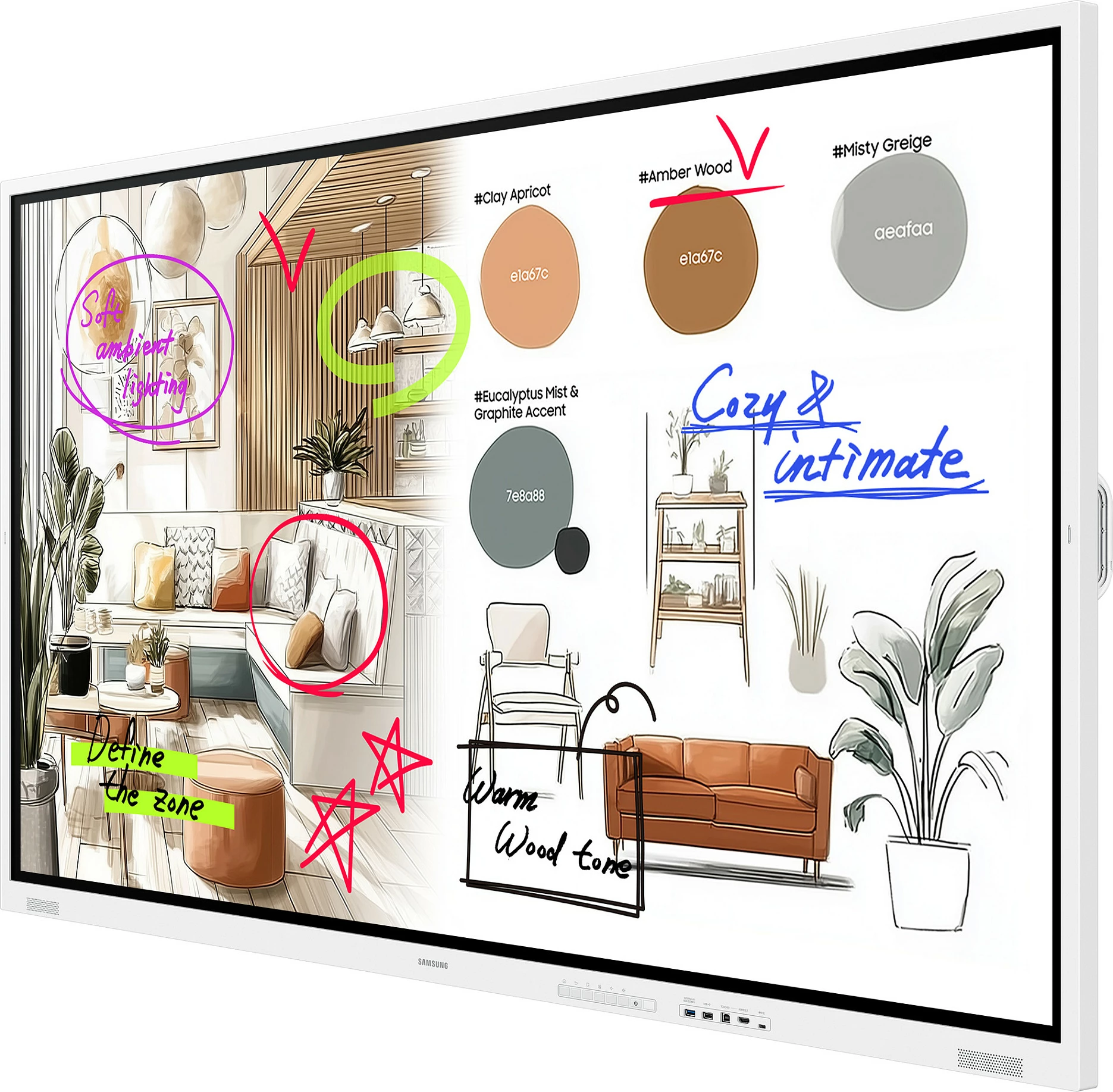 Ekran interaktiv Samsung LH85WMFWLGCXEN, 85", 4K, Touch, Wi‑Fi/LAN, Tizen, Gri/Bardhë
