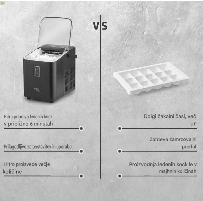 Aparat për kuba akulli CASO IceChef Compact 3401, 12 kg/24h, 1 l, 120 W, i zi mat