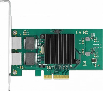 Kartelë rrjeti PCIe DeLOCK Intel i82576, 2x RJ45 Gigabit LAN, PCI Express x4, e zezë/jeshile