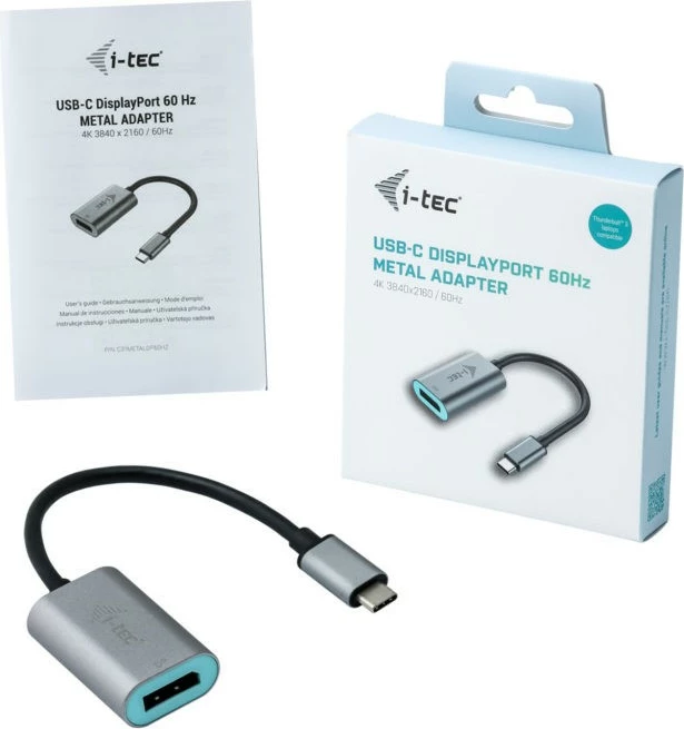 Adapter USB-C në DisplayPort I-Tec, metalik