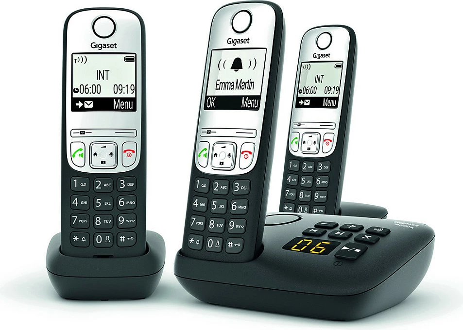 Telefon Gigaset A690A Trio, Analog/DECT, Wireless, 100 kontakte, Ngjyrë e zezë