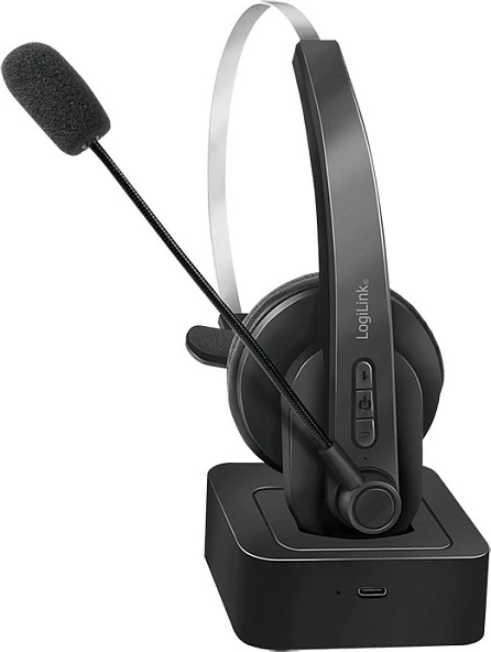 Kufje LogiLink BT0059, Bluetooth 5.0, mono, me bazë karikimi, të zeza