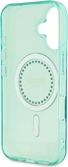 Mbështjellës Guess IML Rhinestones MagSafe për iPhone 16, Gjelbër