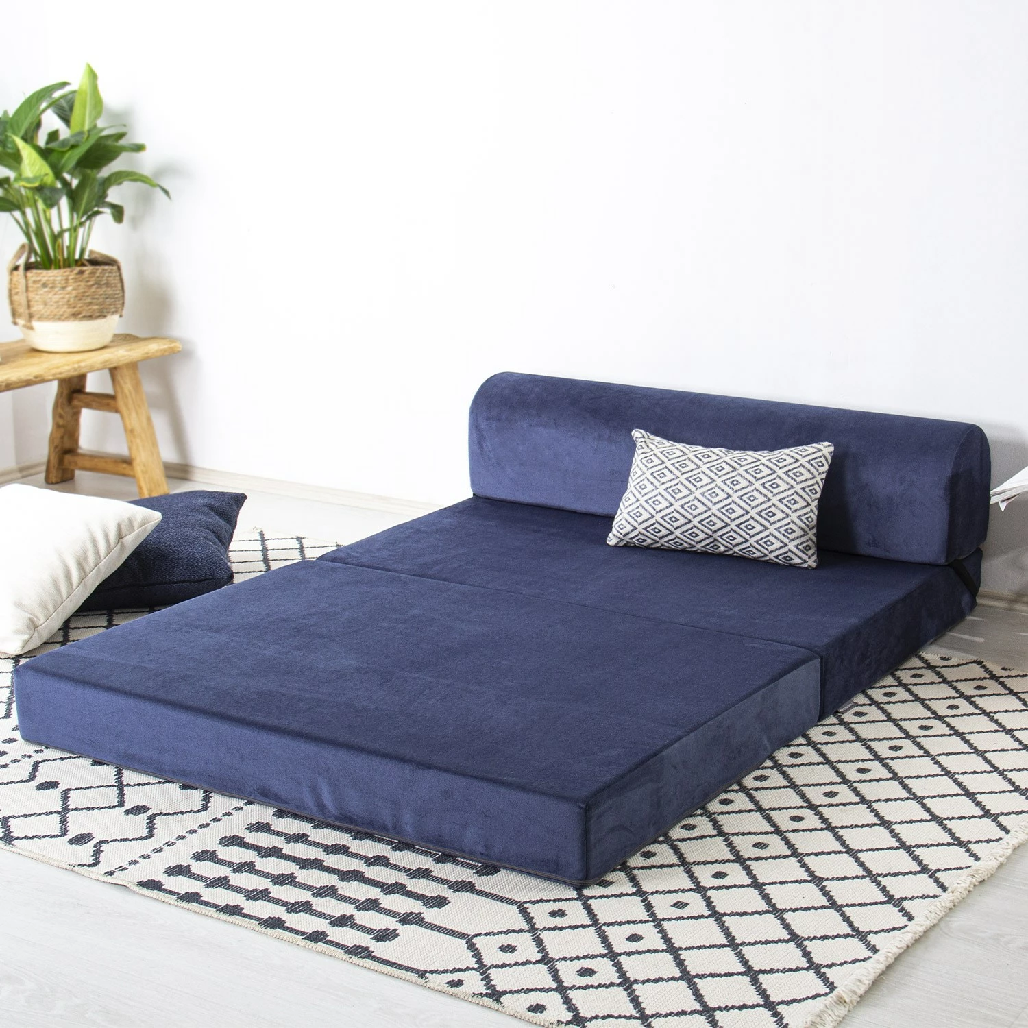 Divan-krevat dy vendësh, kadife blu, Atelier del Sofa, Magic