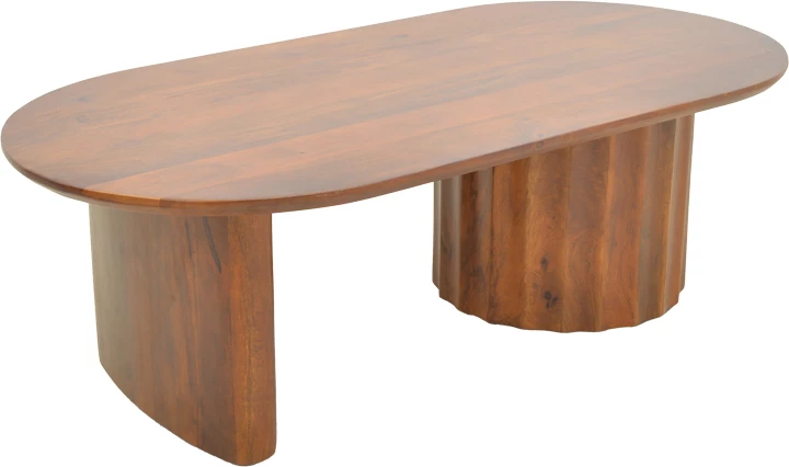 Tavolinë kafeje Flute, dru mango i fortë, ngjyrë arre, 130x65x40cm