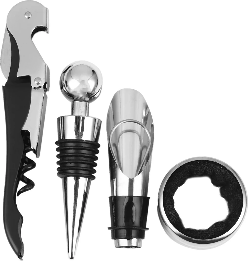 Set - hapëse e shisheve të verës HSHVZ, 4 pjesë, e zezë