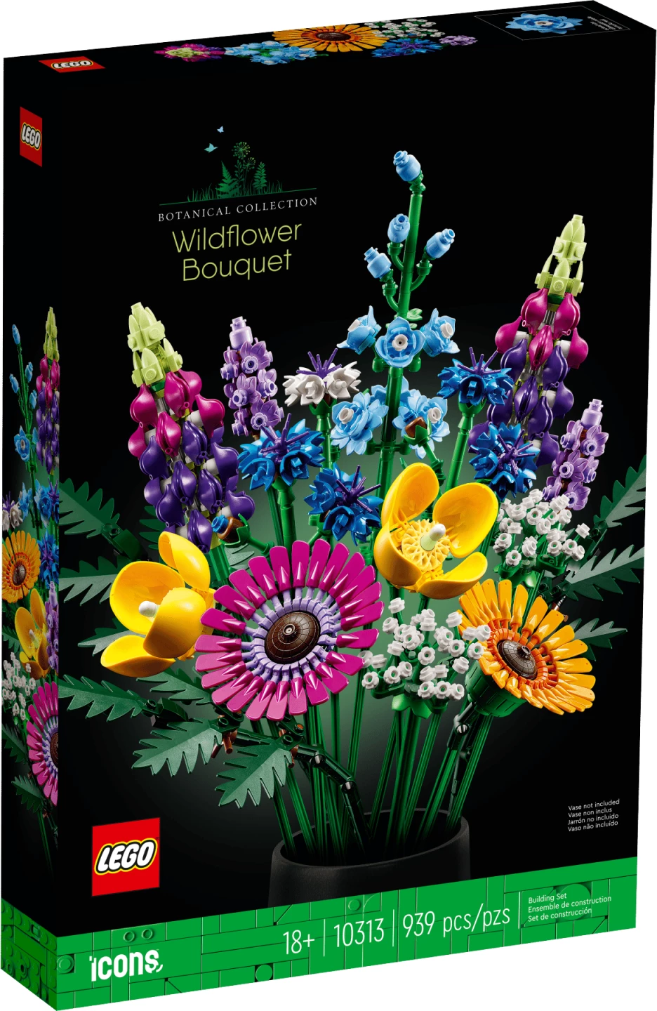 Set ndërtimi LEGO Botanicals Wildflower Bouquet 10313, 939 copë, 18+