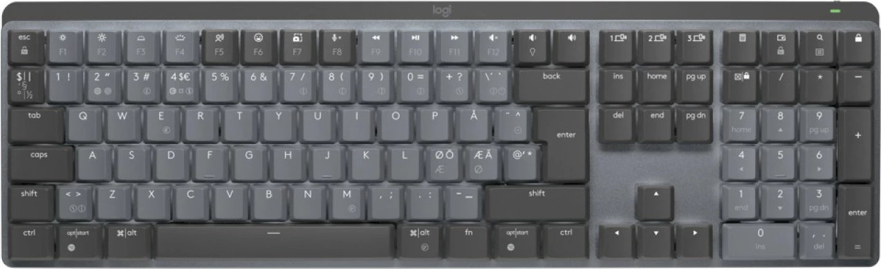 Tastierë mekanike Logitech MX Mechanical, wireless, Bluetooth, LED, full-size, grafit