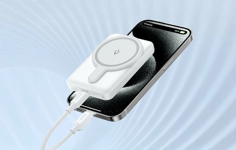 Powerbank Vention FHSL0 5000mAh 20W, me karikim wireless magnetik, USB-C, blu