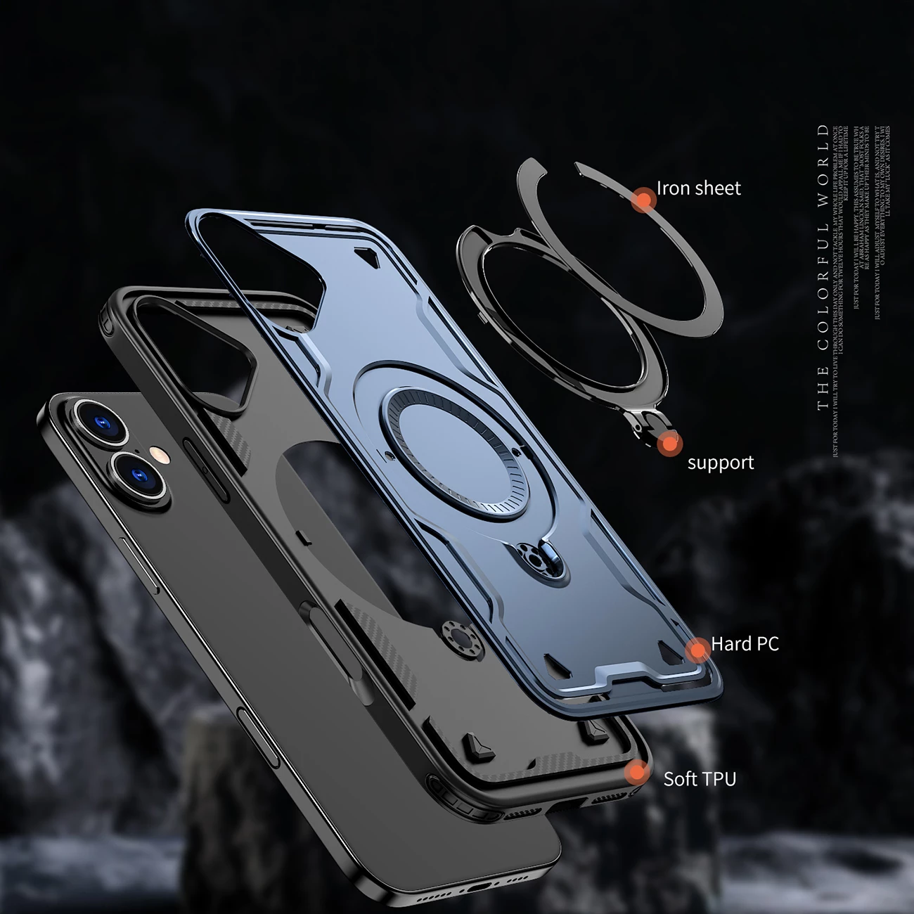 Mbështjellës Hurtel Hybrid Armor Trendy me MagSafe për iPhone 16 Plus, Blu