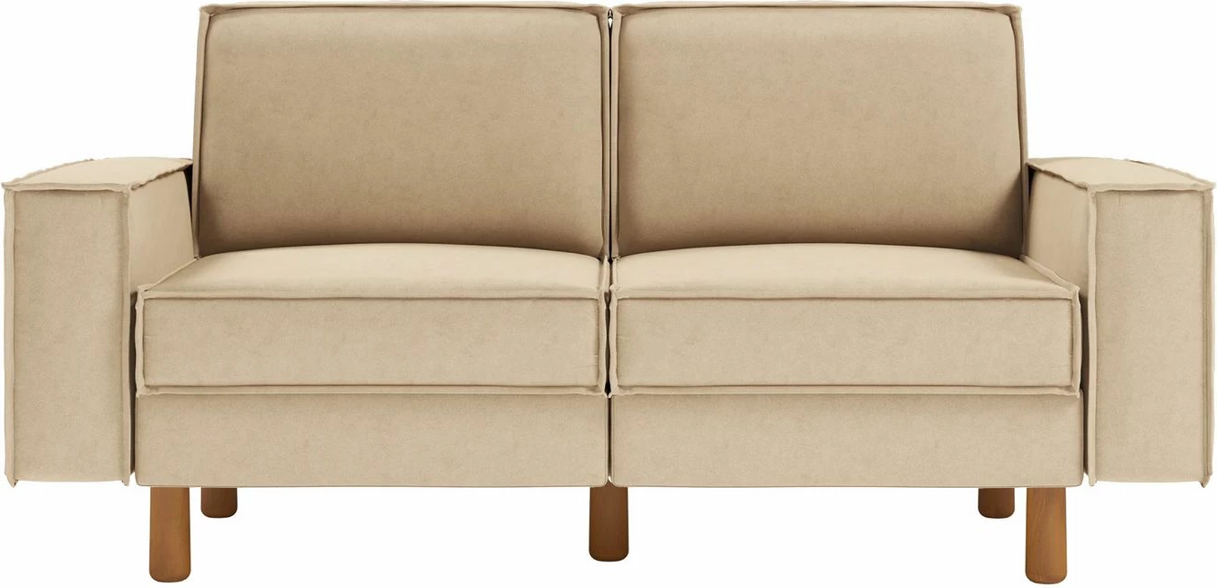 Divan dy ulëshe Atelier del Sofa, ngjyrë rëre, këmbë druri arre, Sparrow 2