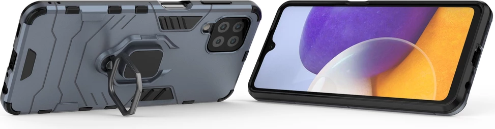 Mbështjellës Hurtel Ring Armor për Samsung Galaxy A22, me mbajtëse gishti dhe këmbë, kaltër