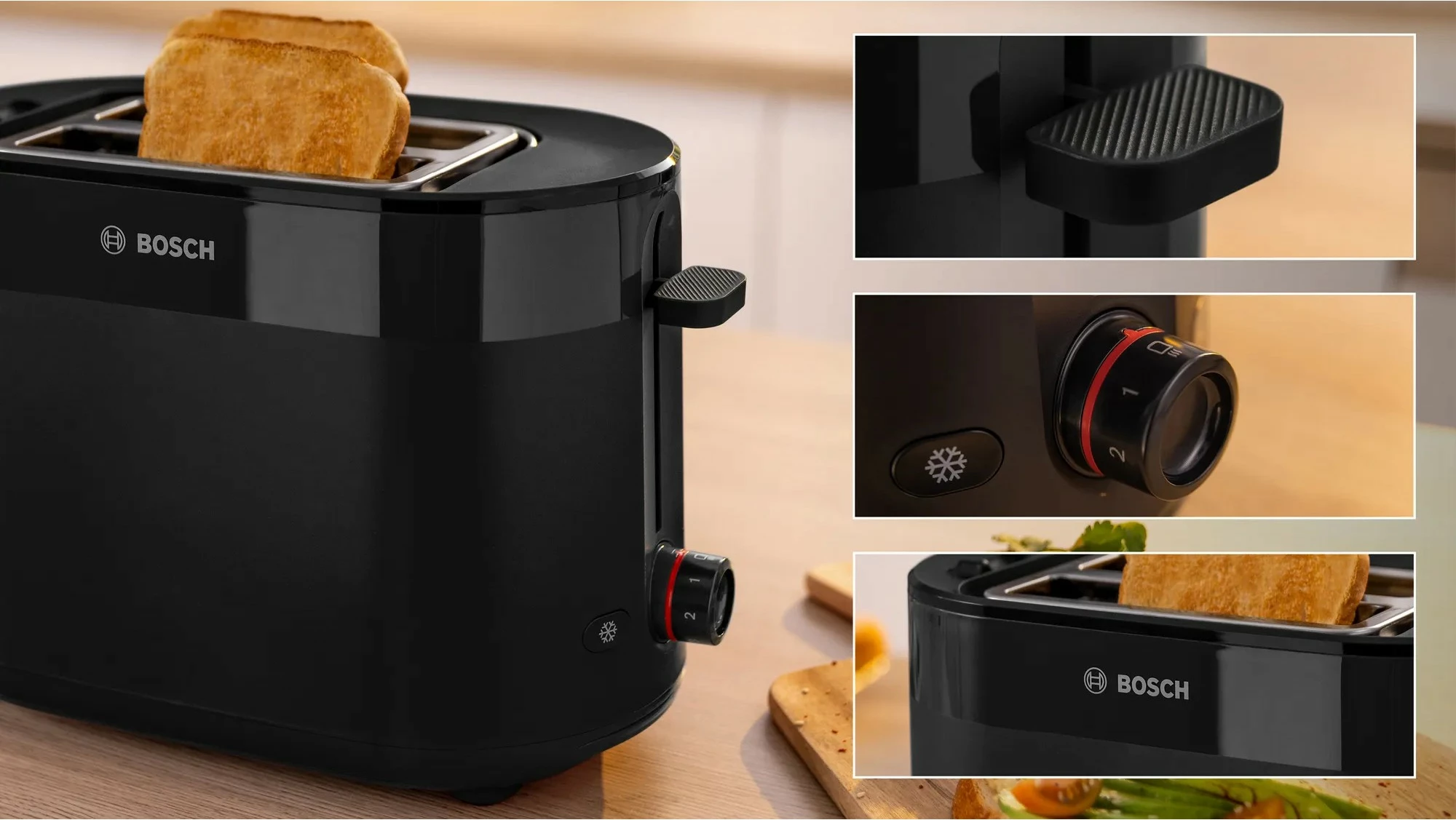 Tostues Bosch TAT2M123, 2 feta, plastikë, 950W, i zi