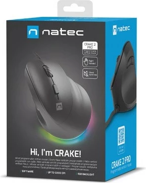 Maus vertikal Natec Crake 2 Pro, 12800 DPI, 6 butona, i zi