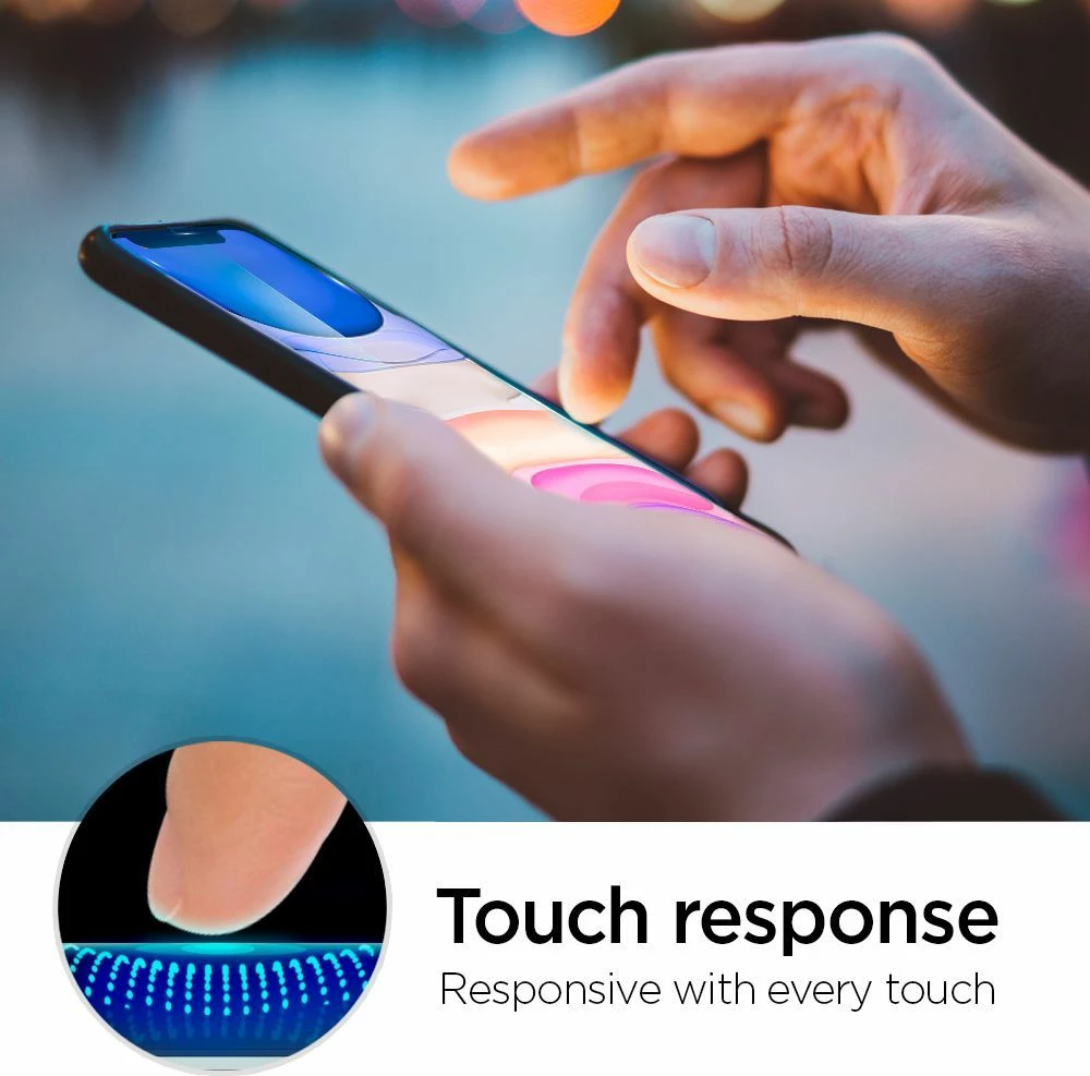 Xham i kalitur mbrojtës Spigen GLAS.tR AlignMaster FC për iPhone 11, Full Cover 0.3mm 9H, i zi, set 1 copë