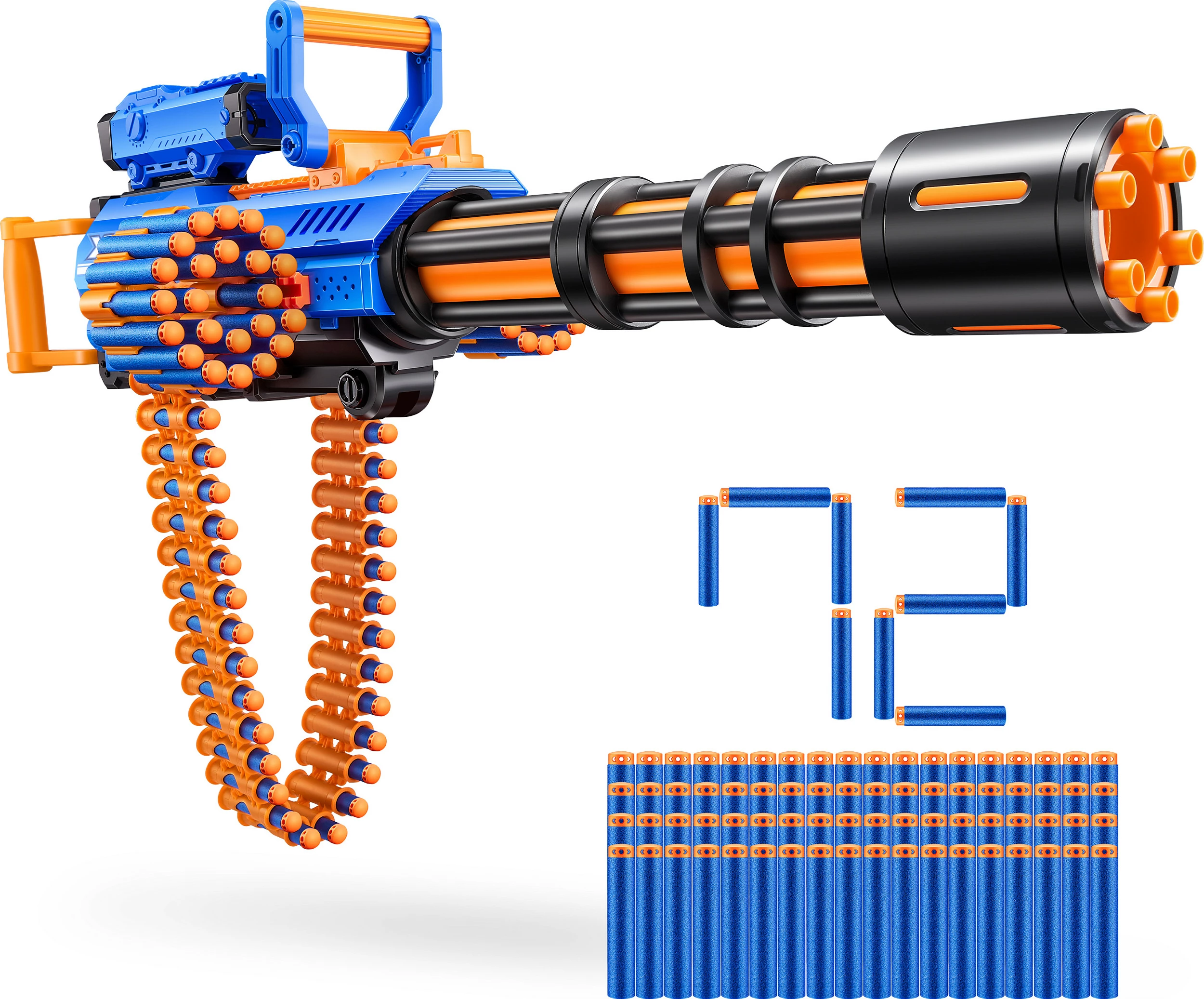 Blaster lodër ZURU XSHOT Insanity Motorized Rage Fire, 72 darts, me tripod, blu/portokalli