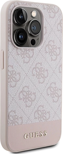 Mbështjellës Guess 4G Stripe për iPhone 15 Pro, Rozë