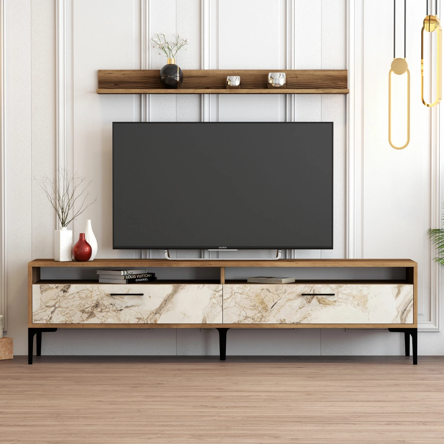 Kënd TV Hanah Home, Istanbul, ngjyrë arre dhe mermer i bardhë