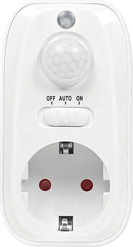 Adaptër rryme LogiLink PIR-Sensor, prizë Schuko, OFF/AUTO/ON, i bardhë