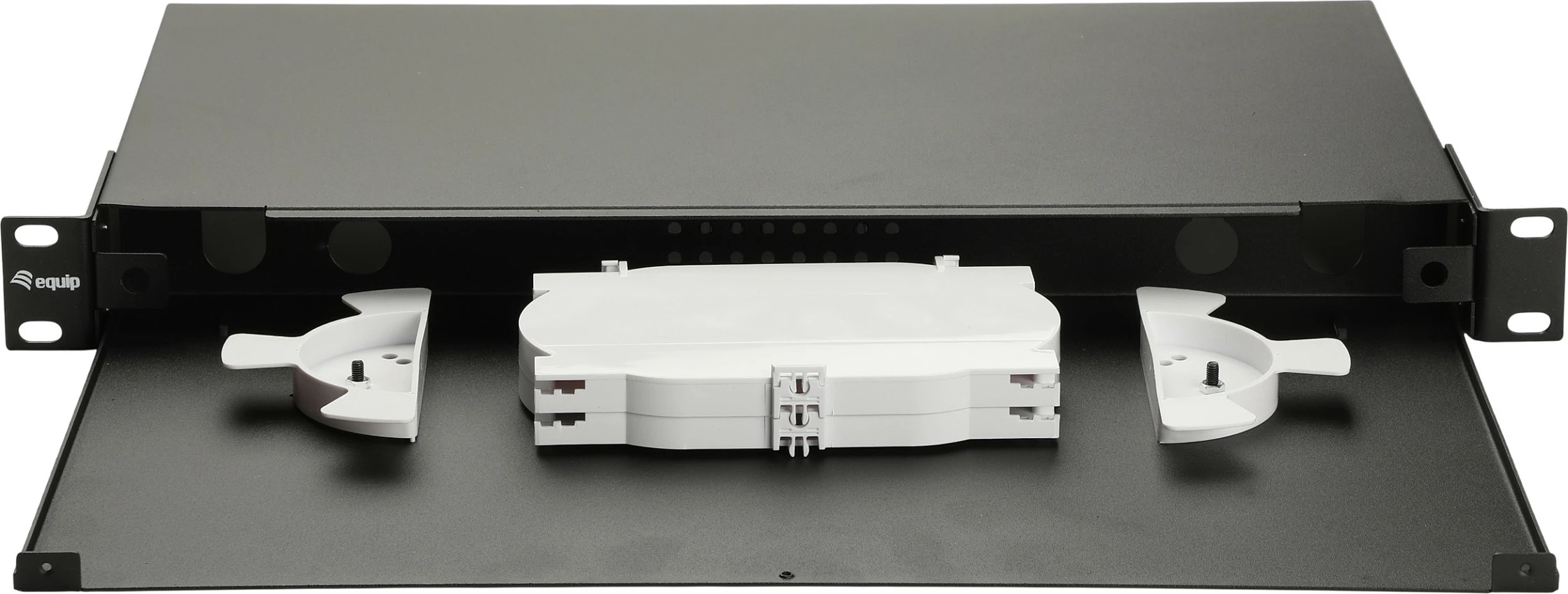 Kuti fiber optike rack 19" EQUIP Space-Box, pa panel, çelik, 1U, e zezë