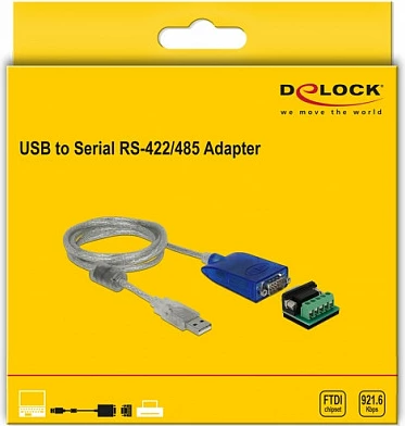 Adaptër USB në RS-232/RS-485 DeLOCK 64055, kabllo 1.5 m, translucent