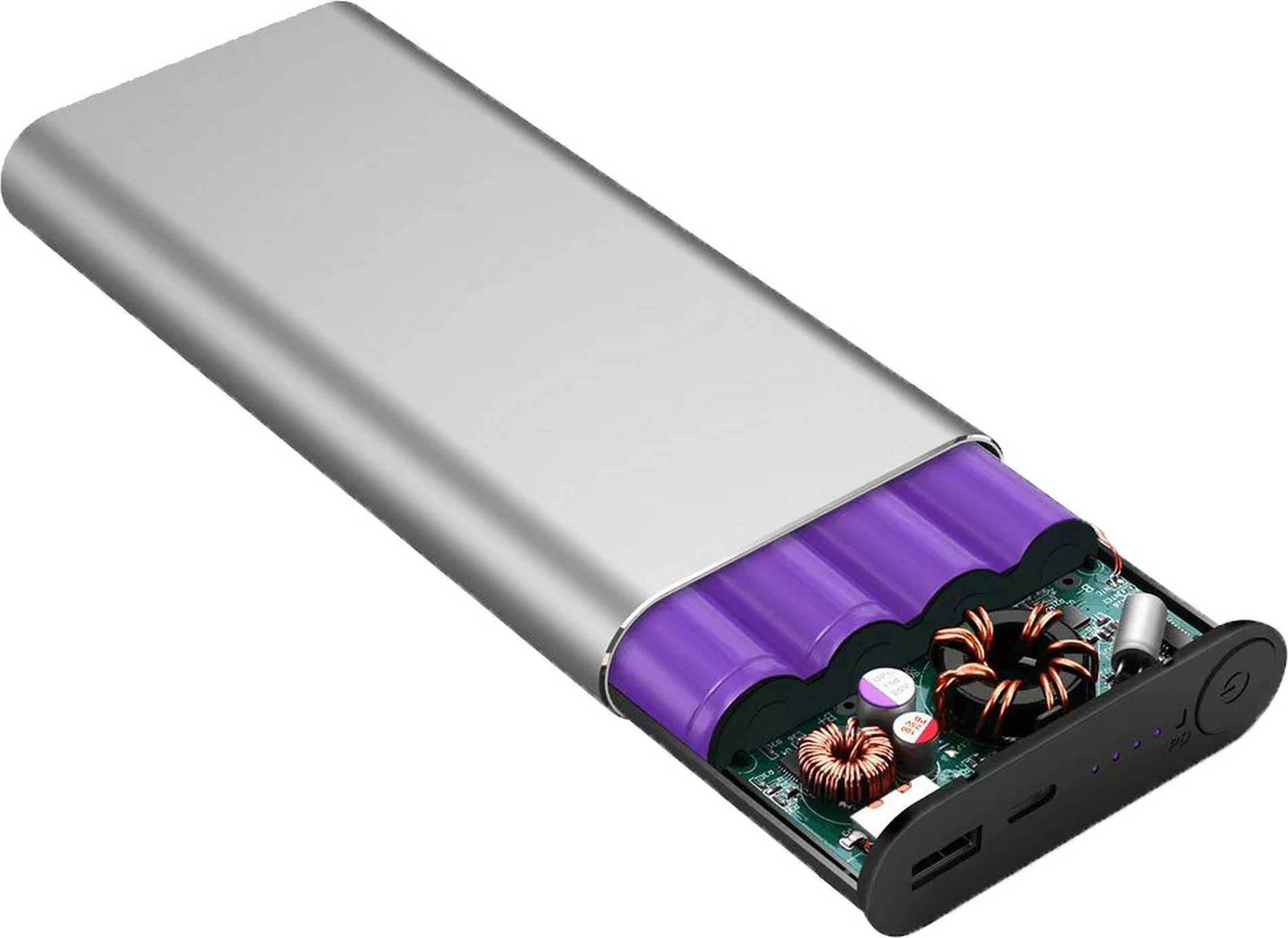 Powerbank RealPower PB-20000PD Pro, 20000 mAh, 100 W PD/QC 3.0, ngjyrë alumini