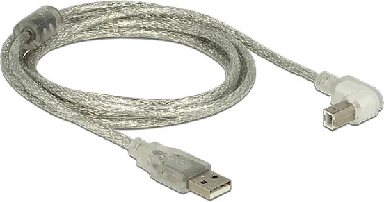 Kabllo USB DeLOCK USB 2.0, USB-A në USB-B, 2m, male/male, me ferrite, argjendtë/transparent