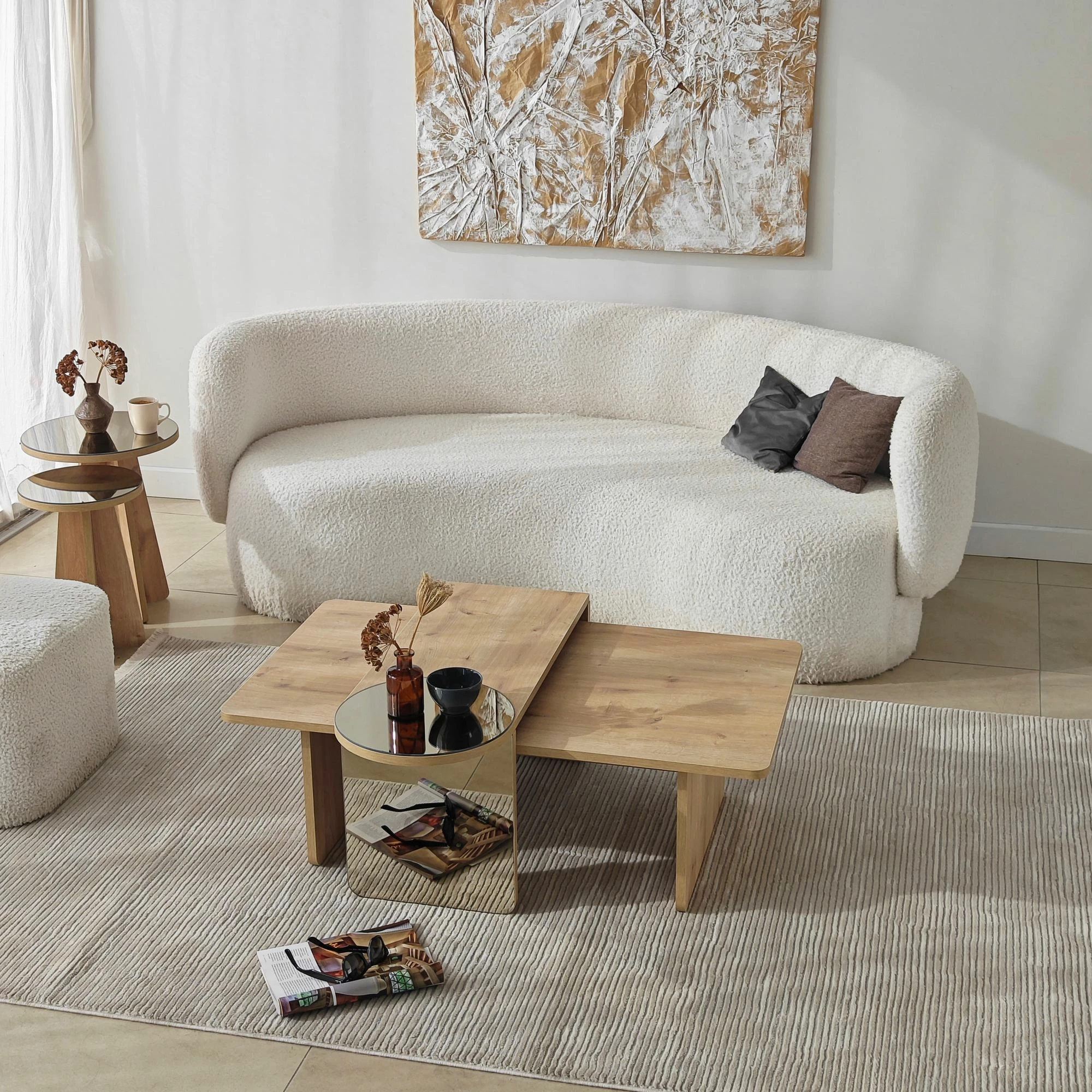 Set tavolinash kafeje Skye Decor, Luna 4, bronzie, lisi sapphire