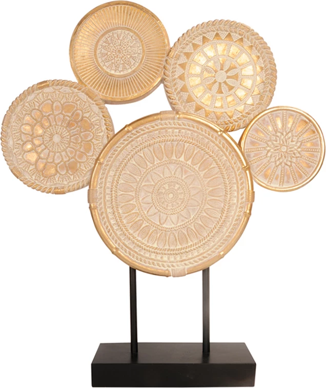 Dekor Totem BLARE, polirezine, ngjyrë ari e zezë, 34x8x41cm