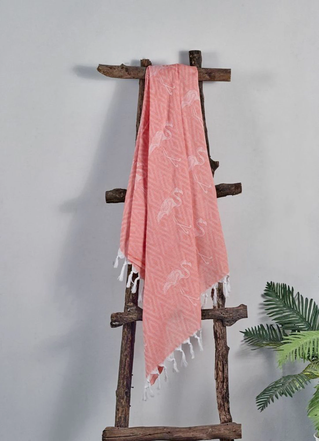 Peshqir plazhi Fouta, model Flamingo, ngjyrë salmon