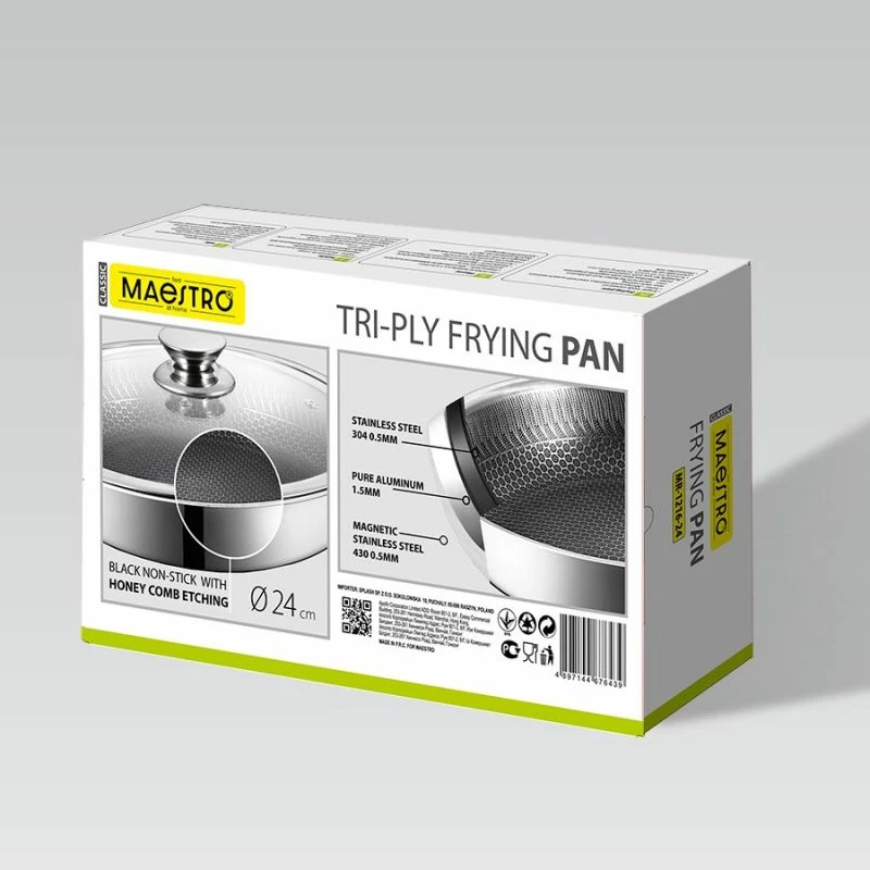 Tigan me kapak MAESTRO MR-1216-24, inox, 24cm