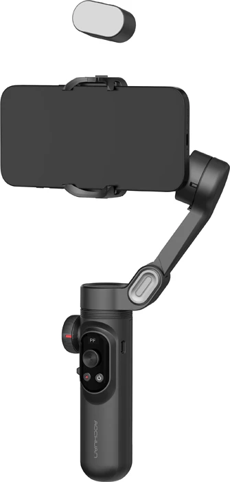 Gimbal AOCHUAN Smart X Pro 3-aksësh me dritë RGB, bateri 3200mAh, OLED, karikim wireless, set me tripod, i zi