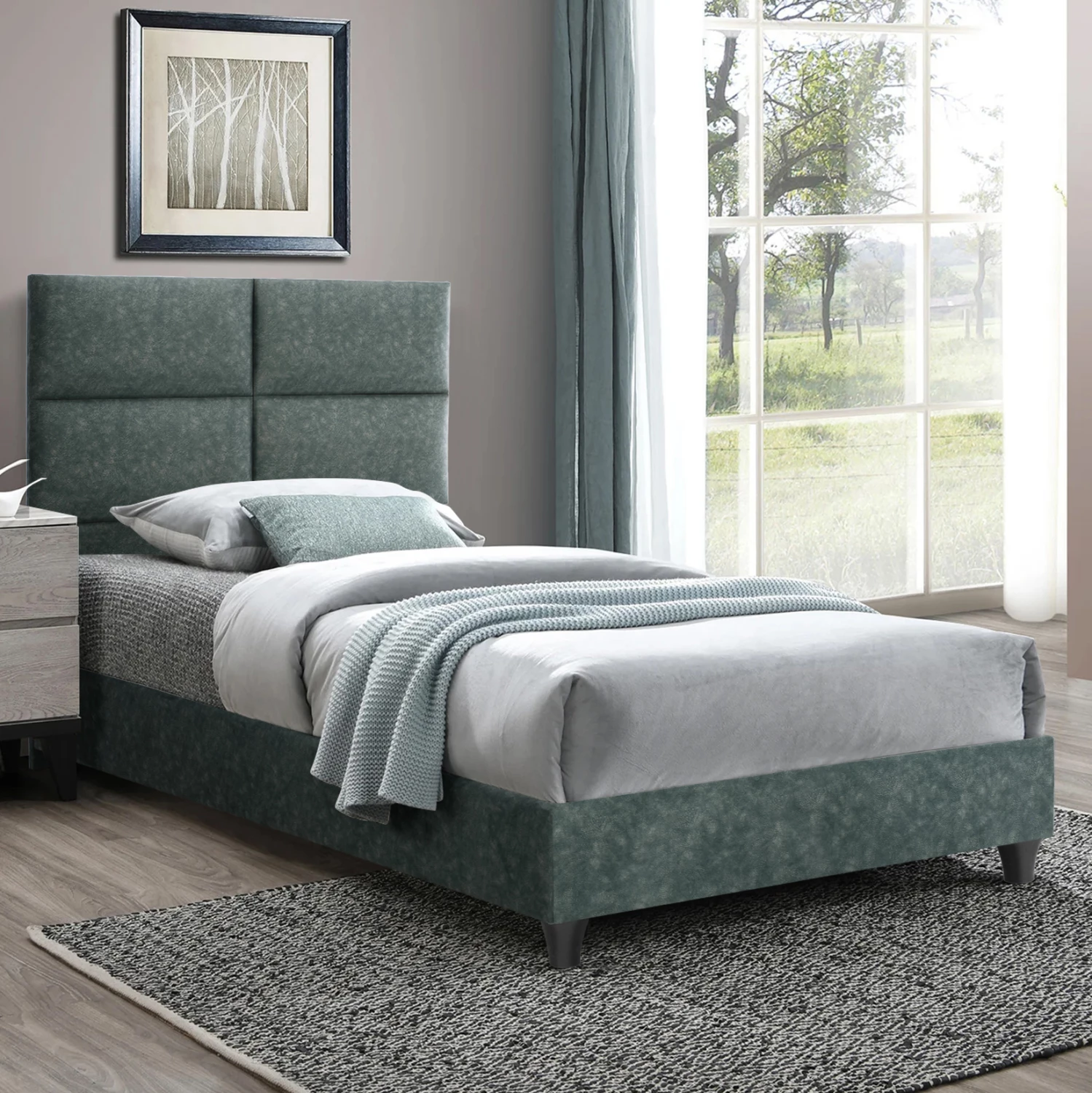 Krevat MILO FH652.27, material lëkure NUBUCK, 90x200 cm