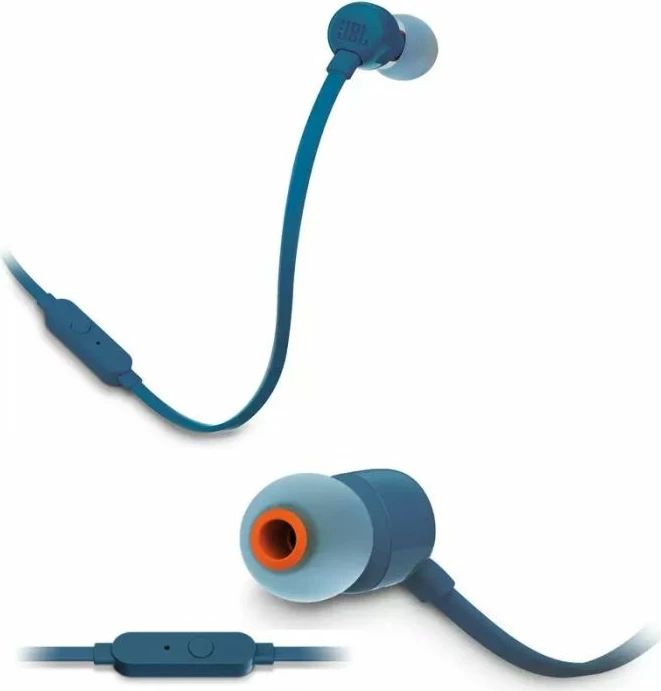 Kufje in-ear JBL Tune 110 (JBLT110BLU), me mikrofon, 3.5 mm, me kabllo flat, blu