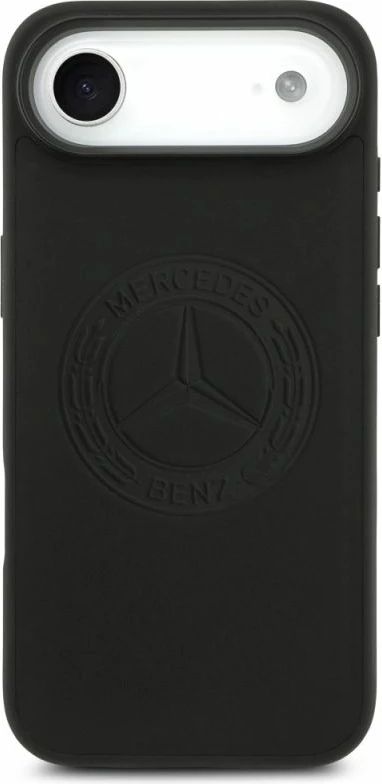 Kapak telefoni Mercedes Leather Vintage Logo MagSafe për iPhone Air, i zi