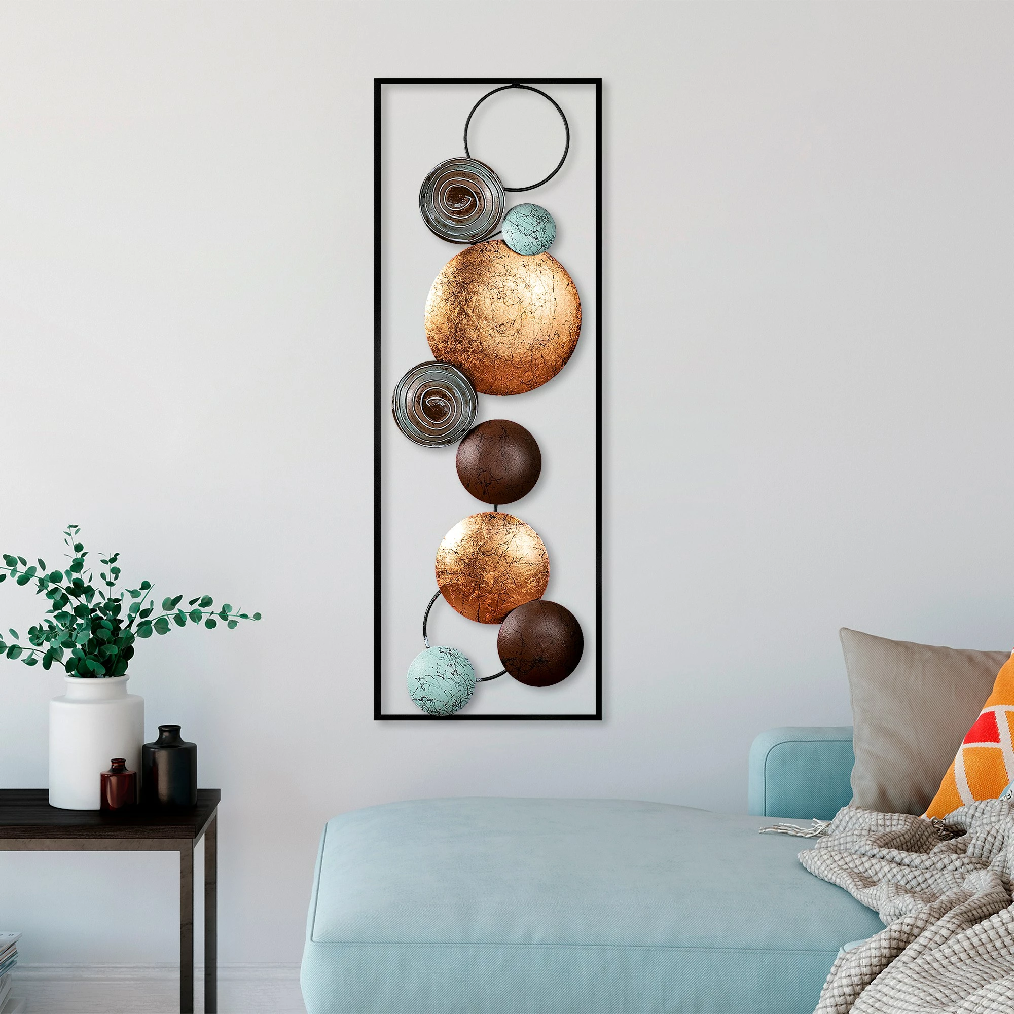 Aksesor dekorativ metalik për mur Wallity, teksturë, shumëngjyrësh, 32x90x4cm