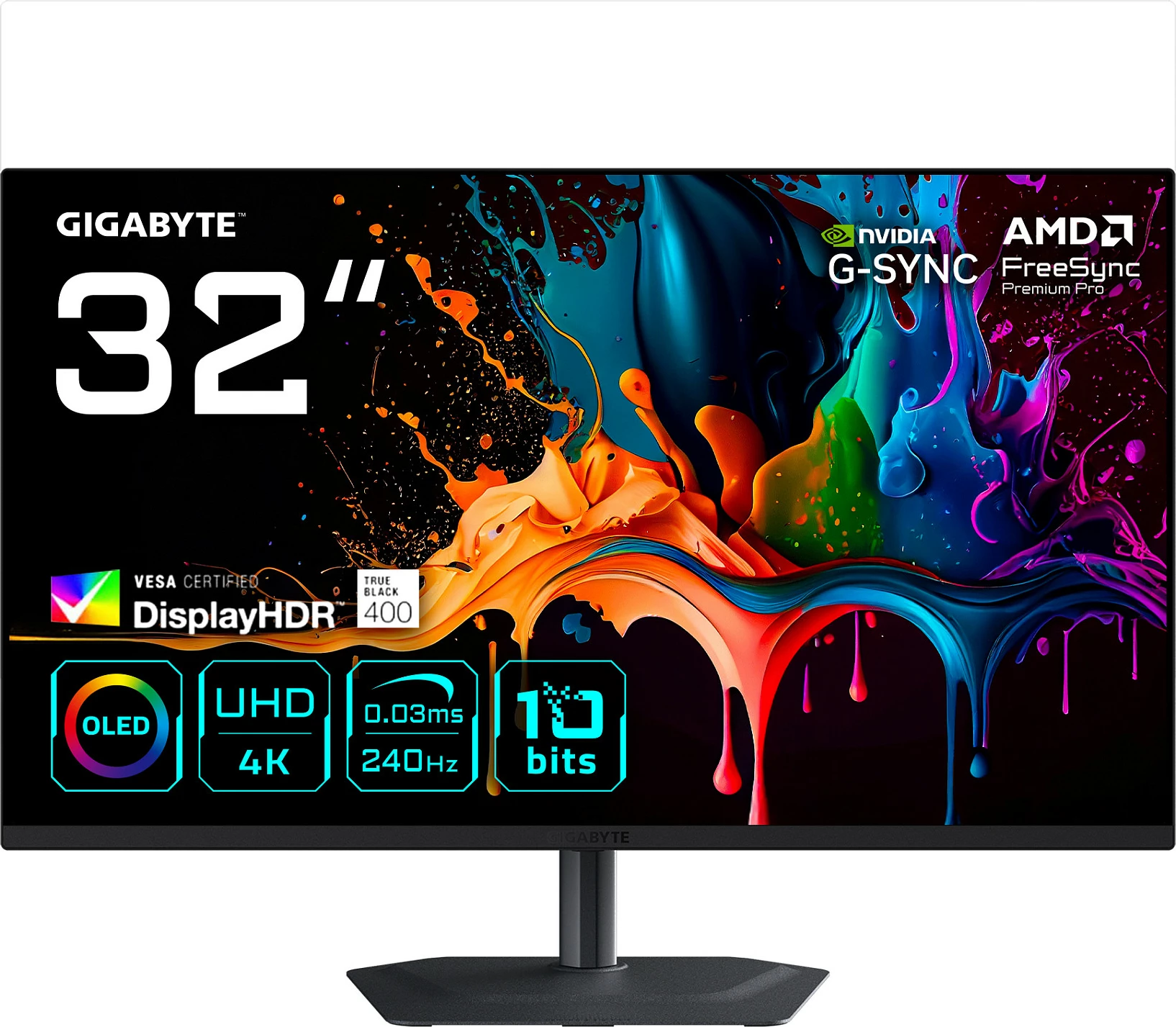 Monitor gaming Gigabyte MO32U2, 31.5" 4K UHD QD-OLED, 240Hz, FreeSync Premium Pro