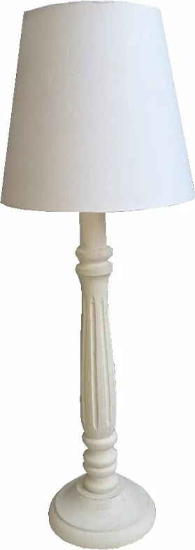 Lampë tavoline ORIANNE, dru, ngjyrë e bardhë antike, 11x11x49cm