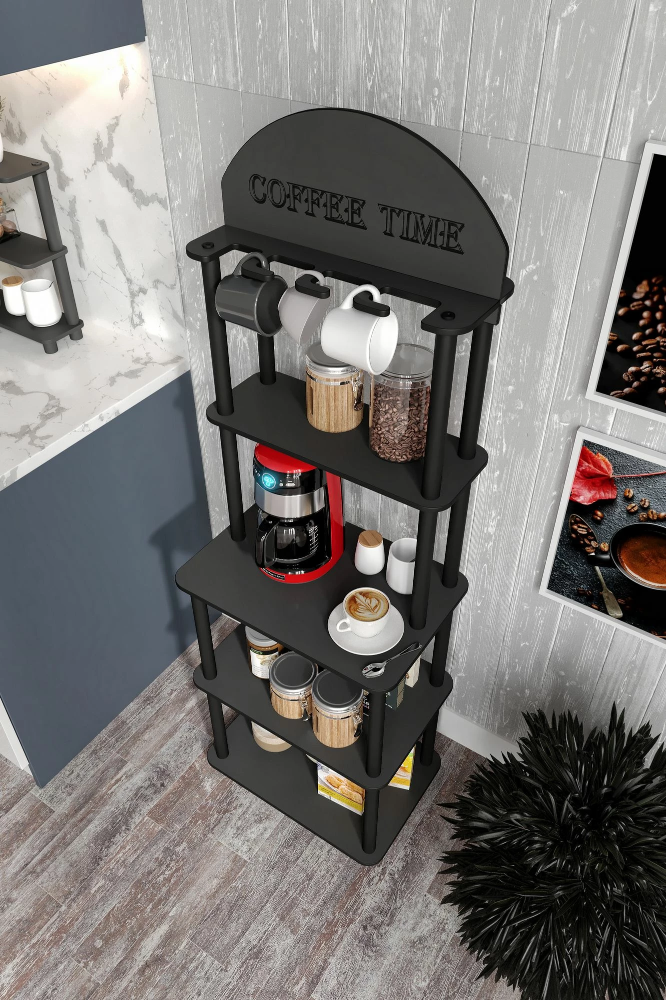 Stendë për kafe Skye Decor, Lungo, e zezë