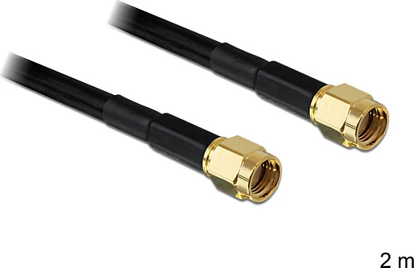 Kabllo RF DeLOCK RP-SMA në RP-SMA, 2m LMR195 low loss, e zezë
