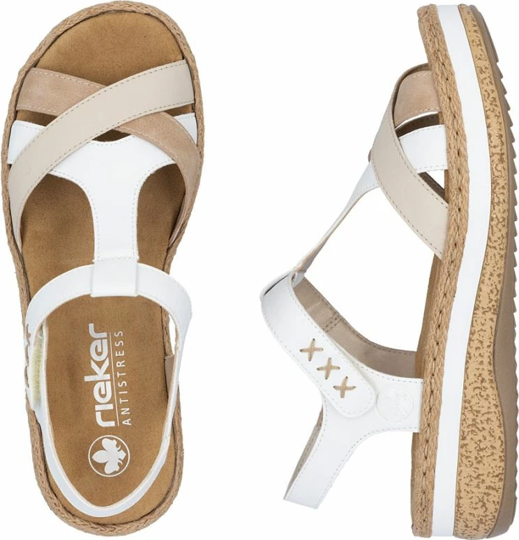 Sandale platforme femra Rieker V0919-80, të bardha