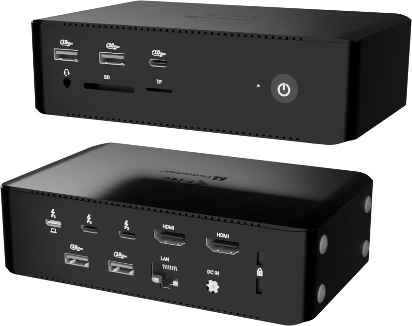 Docking station I-Tec Thunderbolt 5 Quattro Display DS, 2x Thunderbolt 5, 2x HDMI, 2.5G LAN, 140W PD, e zezë